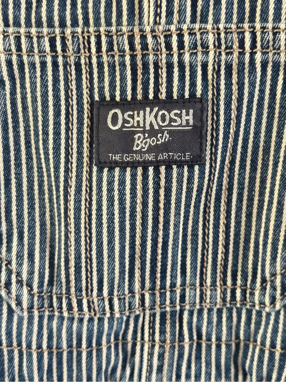Vintage OshKosh B'gosh Kids Blue Striped Overalls size 18 mos